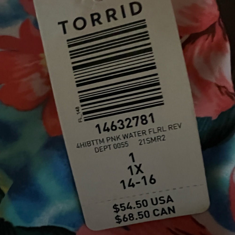 Torrid NWT 2 pcs. blue water floral bathing suit. - Picture 9 of 10
